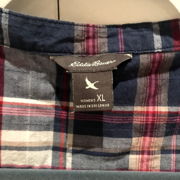 Eddie Bauer sleeveless blouse plaid cotton vest - Picture 10 of 10